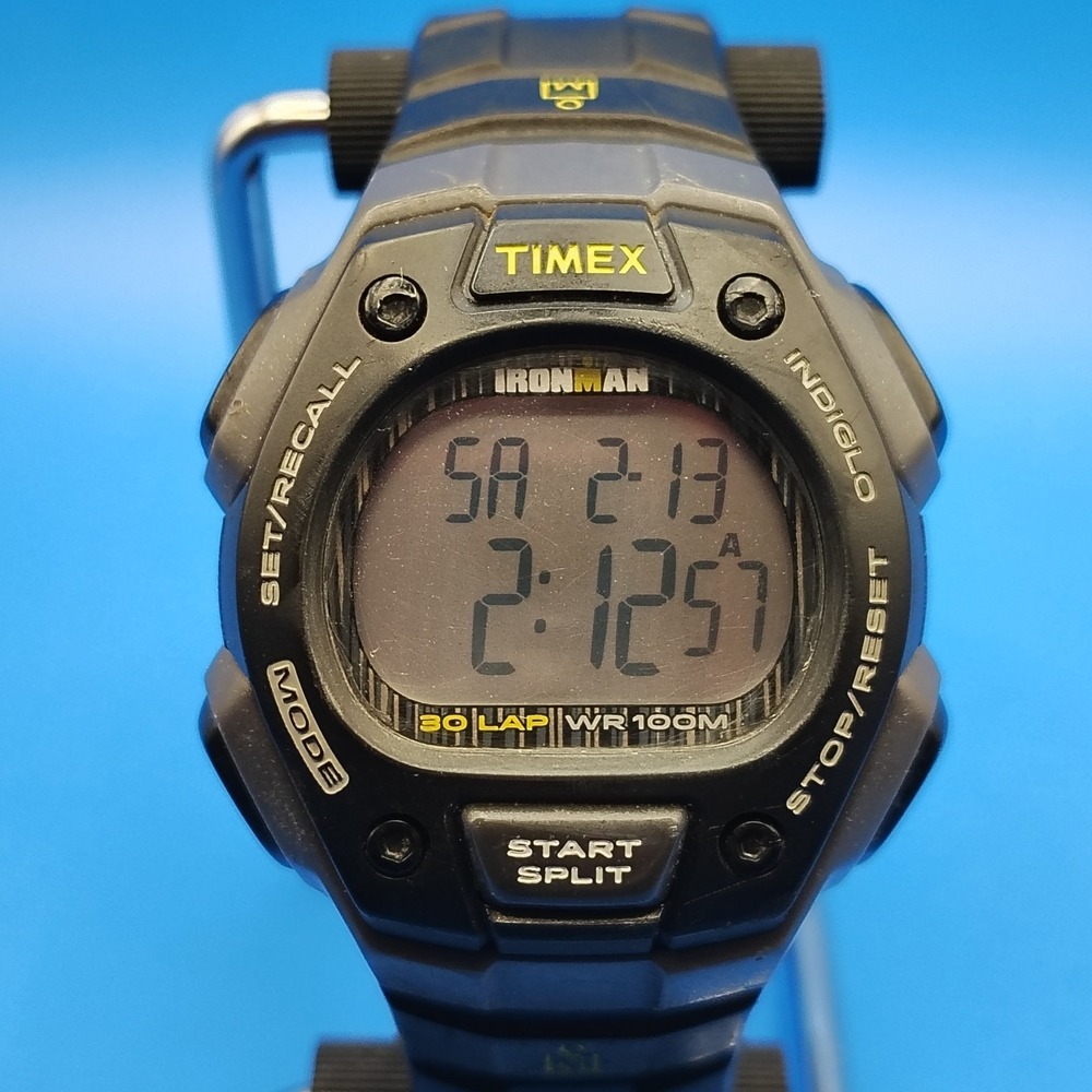 Vintage 2016 Timex Ironman Indiglo 30 Lap 42mm Mens Digital Quartz Sports Watch